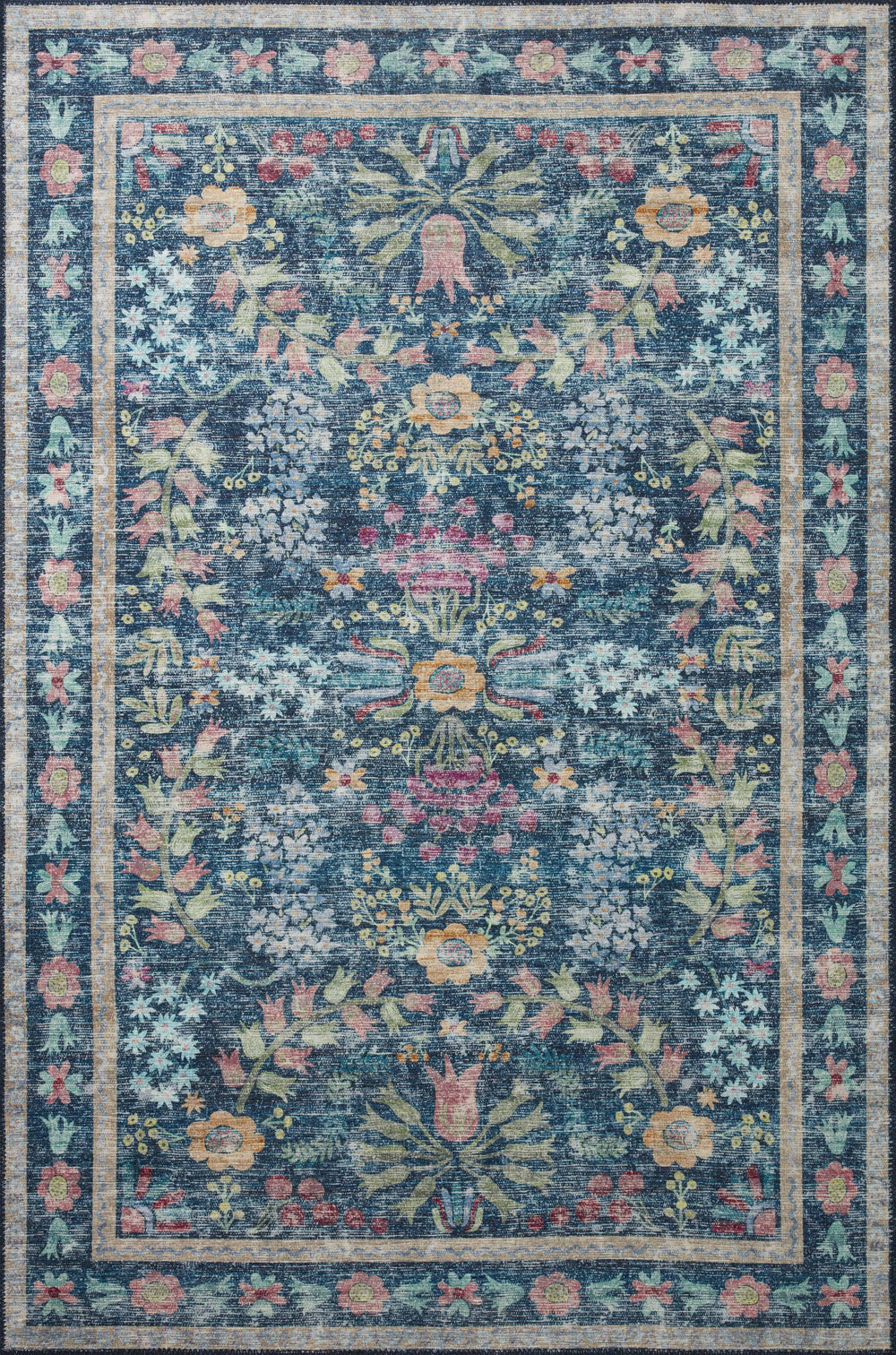 Rifle Paper Co. x Loloi 5'0" x 7'6" Blue/Multicolor Maison Frances (MAO-06) Area Rug